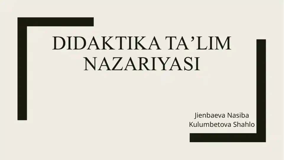 Didaktikataʼlimnazariyasi