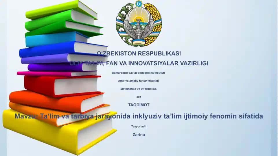 Inklyuziv ta'lim: mohiyat, tamoyillar va modellar
