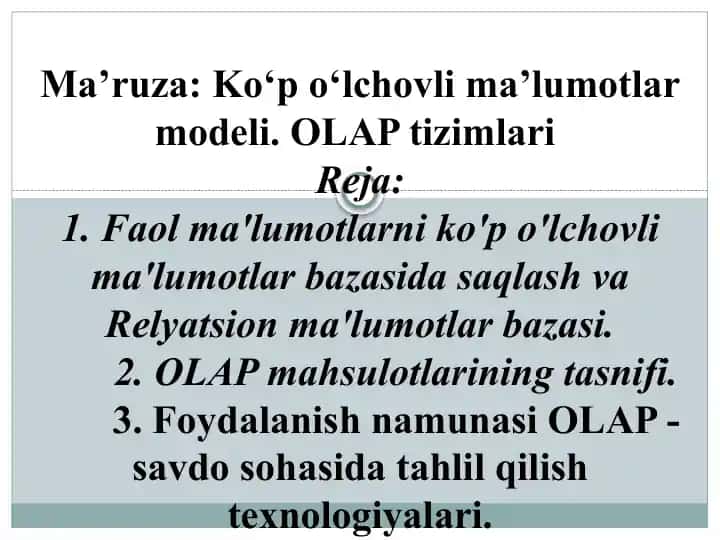 OLAP tizimlari