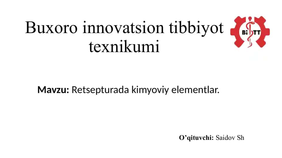 Buxoro innovatsion tibbiyot texnikumi
