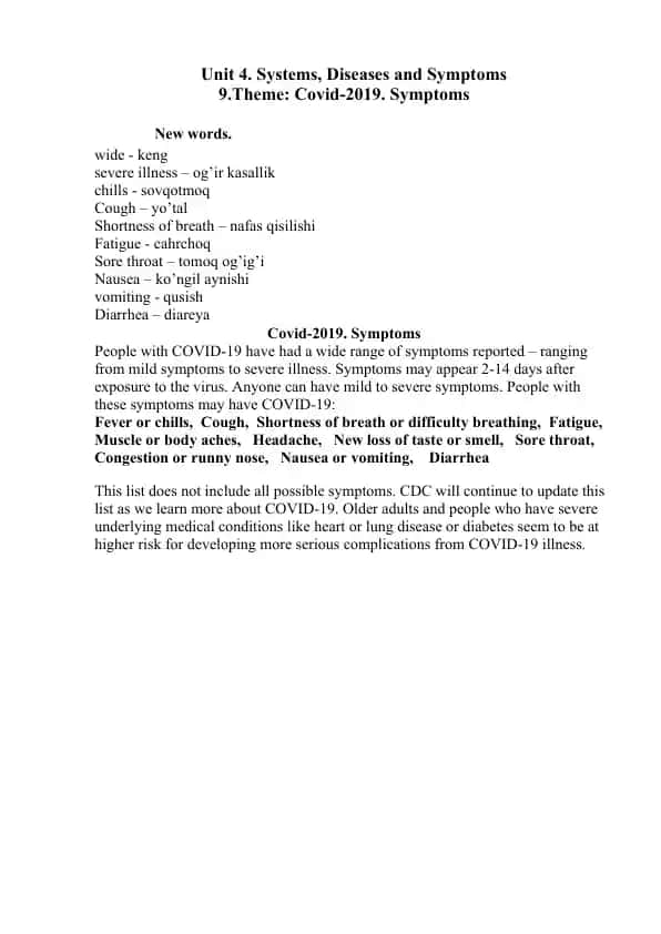 Covid-2019 Symptoms Presentation
