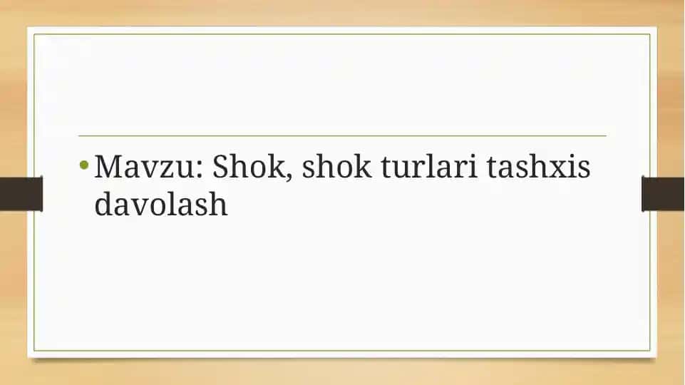 Shok, shok turlari tashxis davolash