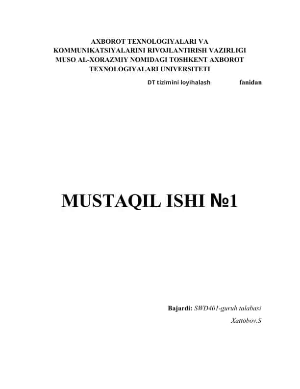 Algoritmlarni loyihalashga misollar. Maʼlumotlarni tuzilmasini loyihalashga misollar