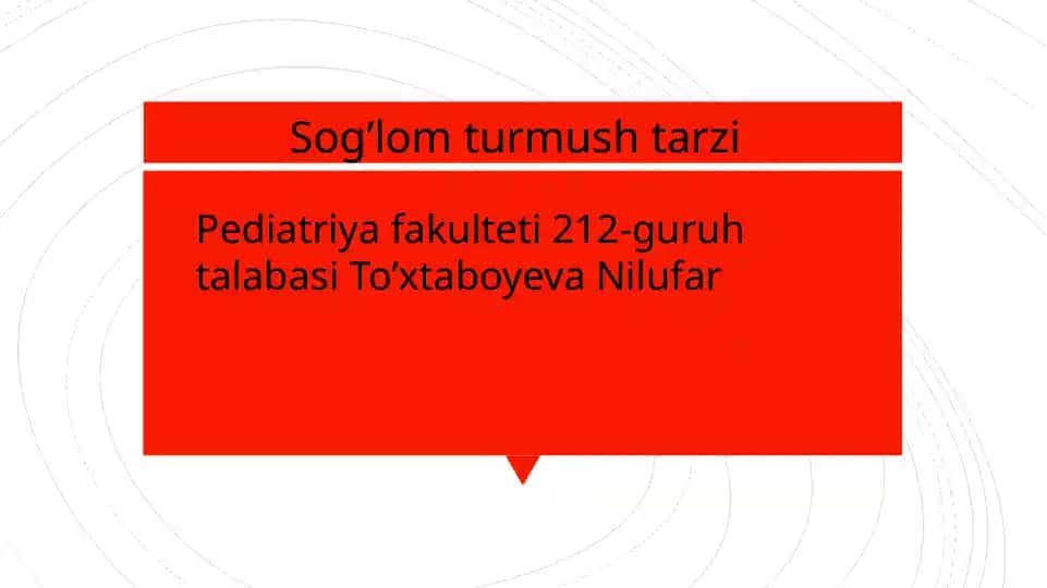 Sog’lom turmush tarzi
