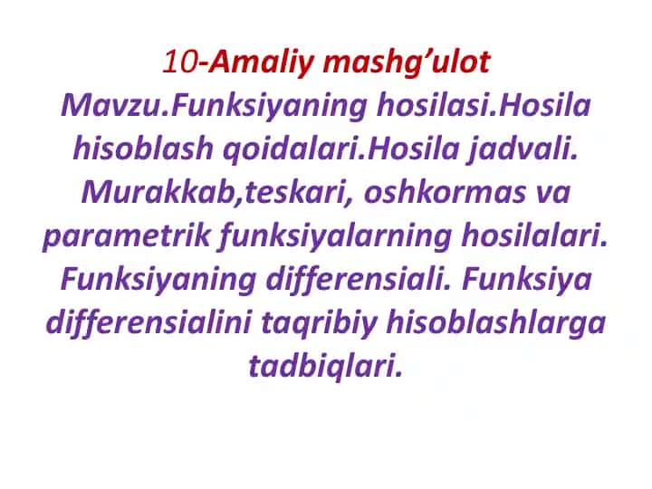 Amaliy mashg’ulot