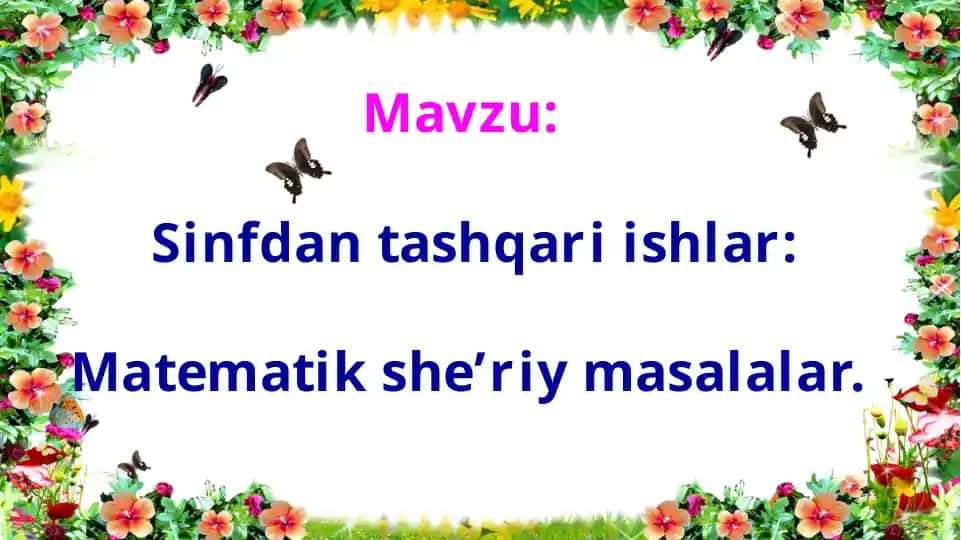 Matematik she'riy masalalar