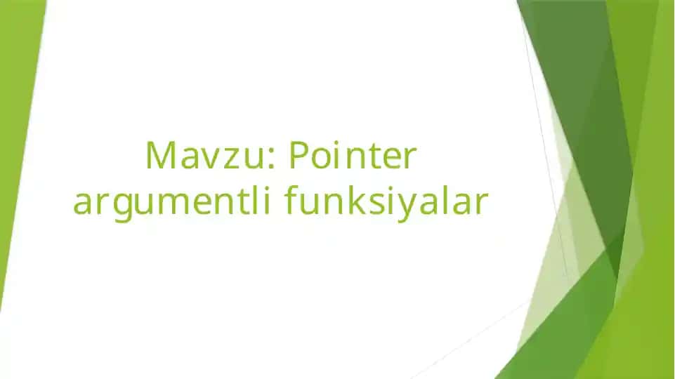 Pointer argumentli funksiyalar