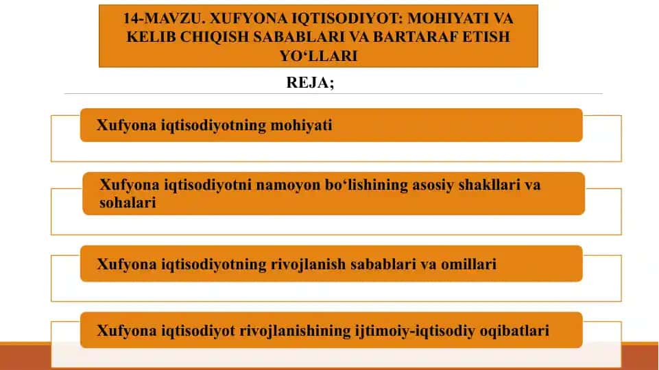 Xufyona iqtisodiyot: mohiyati va kelib chiqish sabablari va bartaraf etish yo‘llari