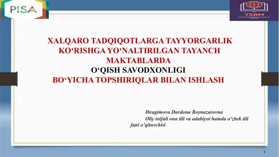 Oliy toifali oʻqituvchi Durdona Ibragimova