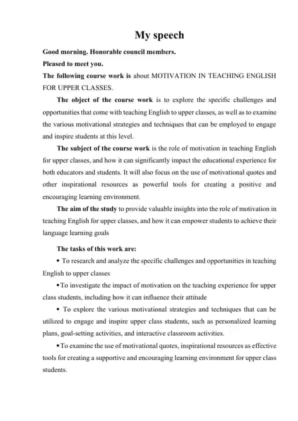 Motivation in Teaching English for Upper Classes