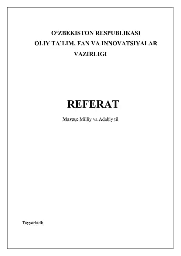 Milliy va Adabiy til