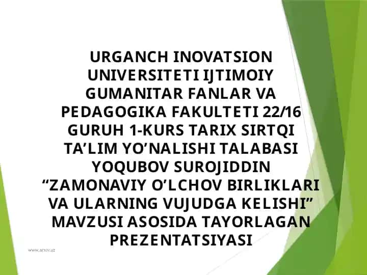 O‘lchov birliklari va ularning vujudga kelishi
