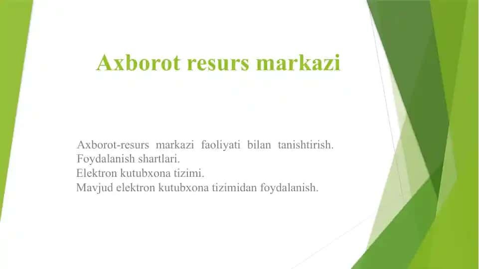 Axborot Resurs Markazining Foydalanish Shartlari