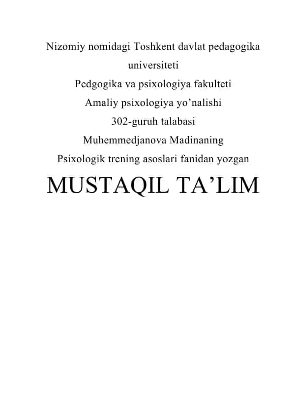 Psixologik trening asoslari