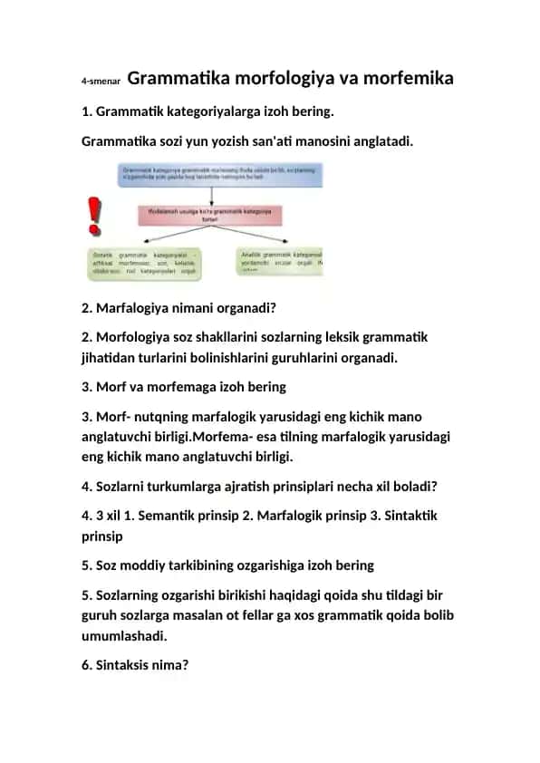 Grammatika morfologiya va morfemika