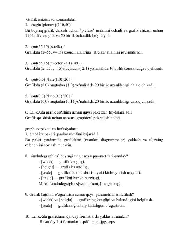LaTeX Grafik Chizish va Komandalar