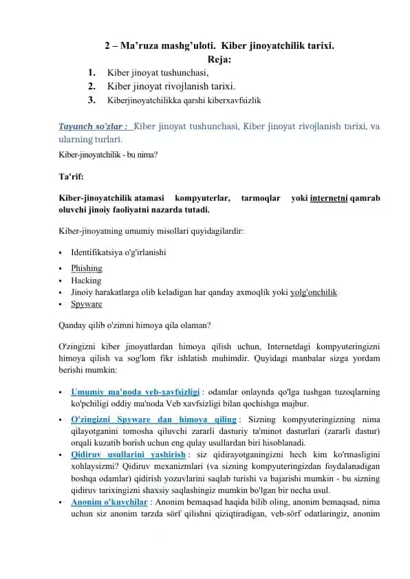 Kiber-jinoyat tushunchasi