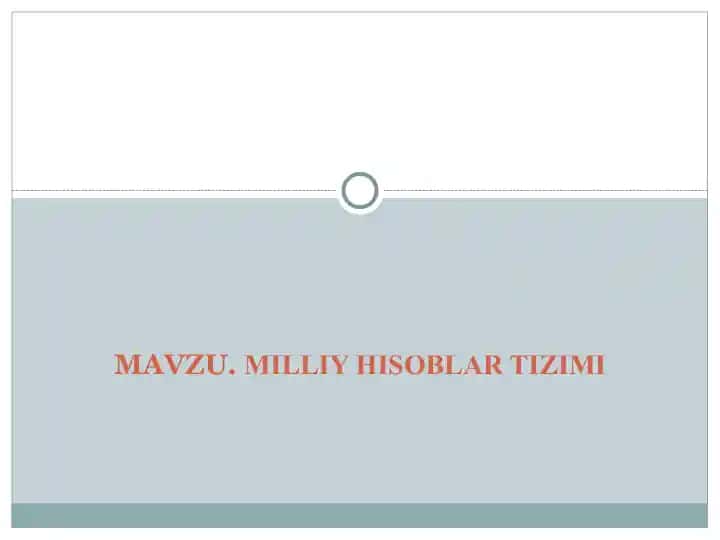 Milliy hisoblar tizimi (MHT)