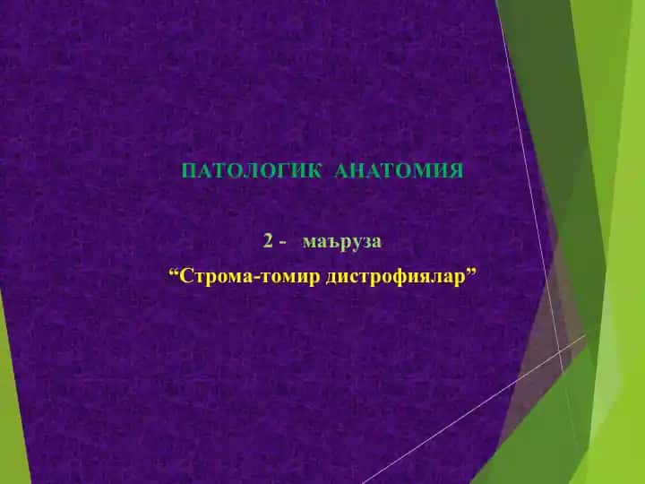 Патологик анатомия – 2-маъруза: Строма-томир дистрофиялар