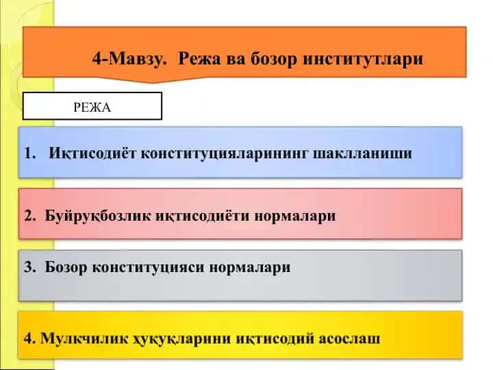Reja va bozor institutlari