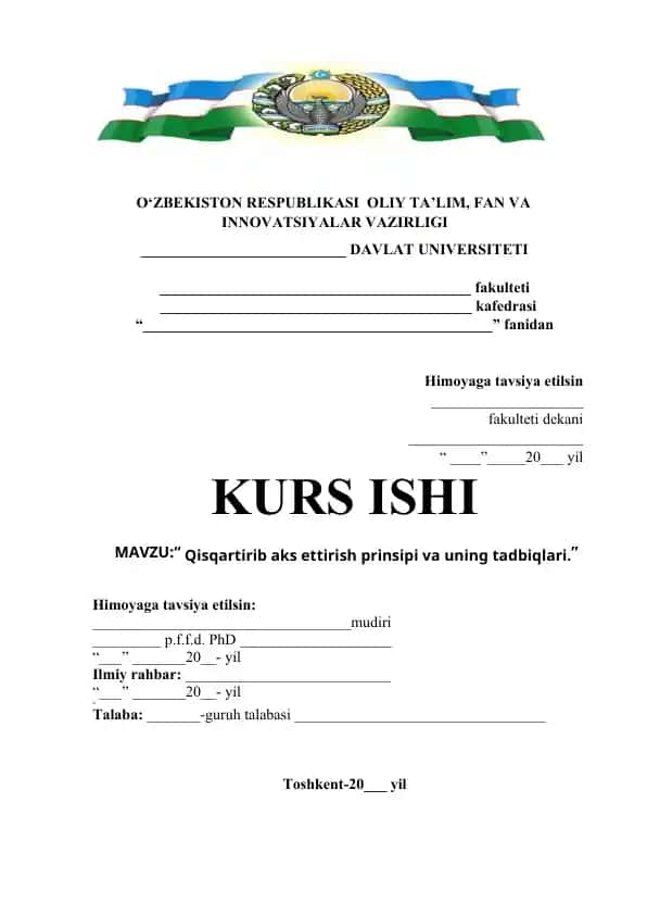 Qisqartirib aks ettirish prinsipi va uning tadbiqlari