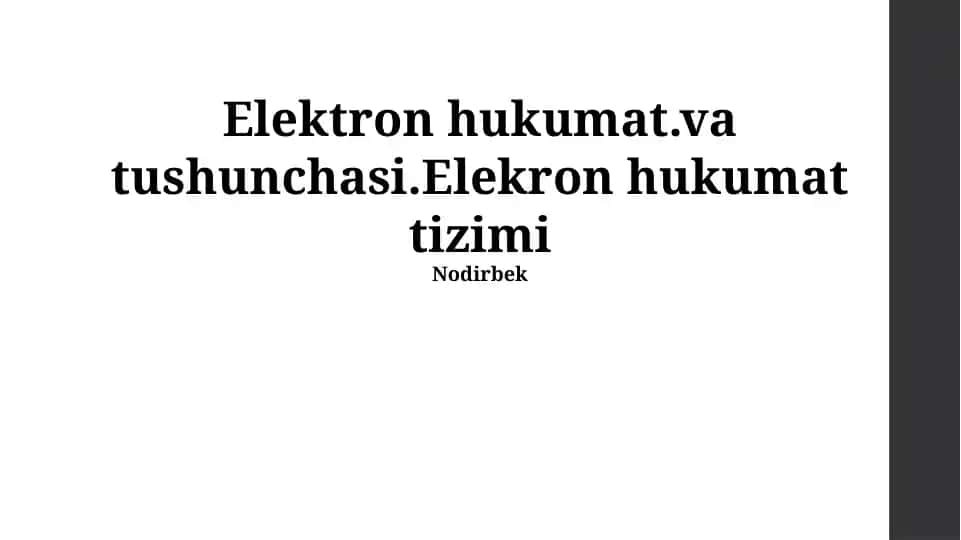 Elektron Hukumatning Tushunchasi