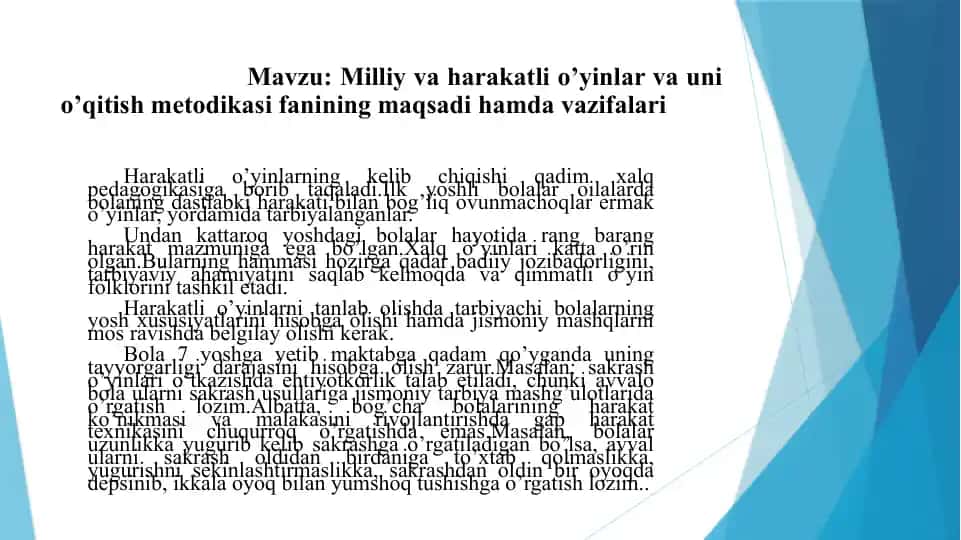 Milliy va harakatli o’yinlar va uni o’qitish metodikasi fanining maqsadi hamda vazifalari