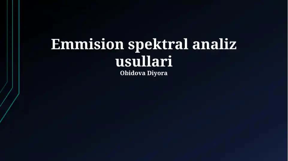 Emmision spektral analiz usullari