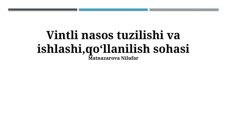 Vida nasoslarining tuzilishi va ishlashi