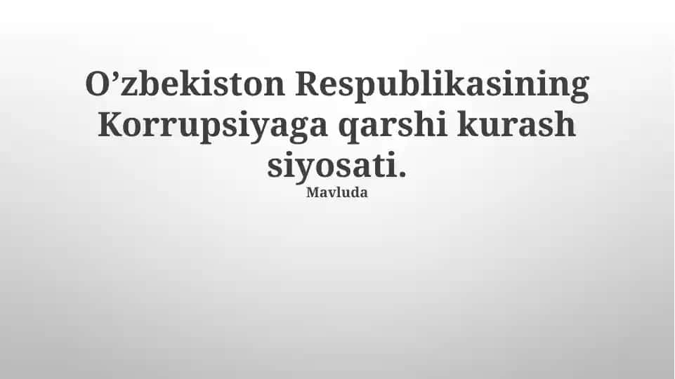 Korrupsiyaga qarshi kurash siyosati