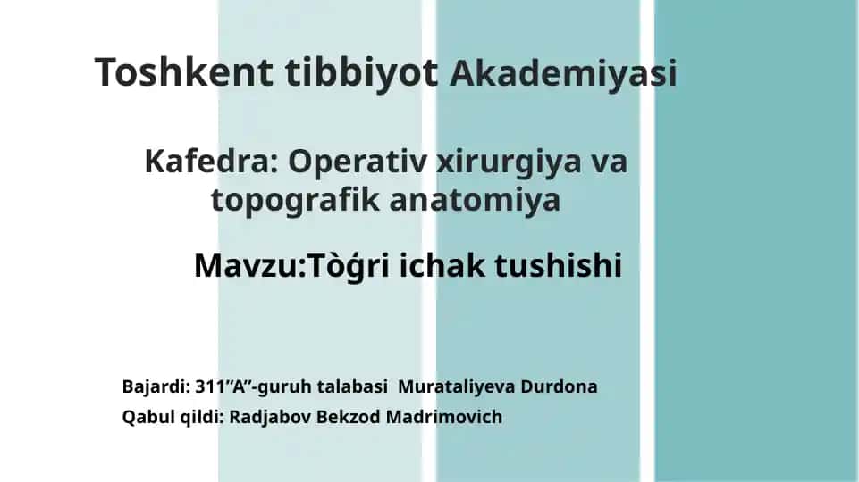 Operativ xirurgiya va topografik anatomiya