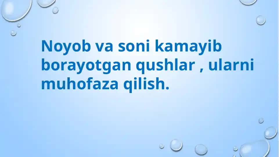 Noyob va soni kamayib borayotgan qushlar, ularni muhofaza qilish