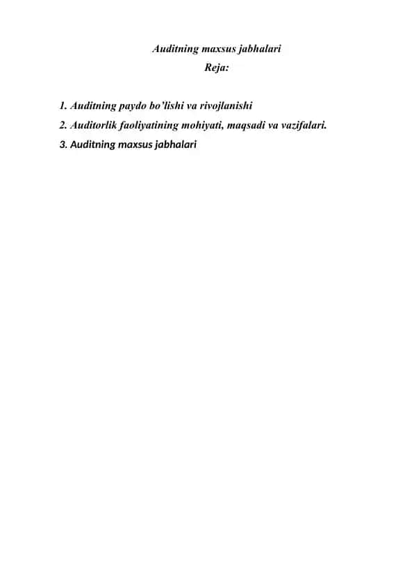 Auditning maxsus jabhalari