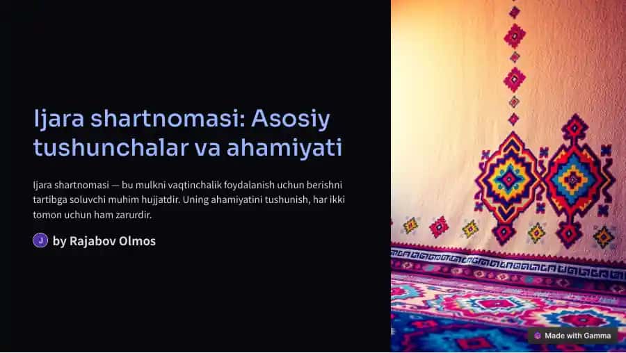 Ijara shartnomasi: Asosiy tushunchalar va ahamiyati