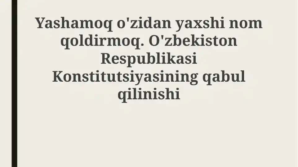 Yaxshi nom qoldirish – hayot mazmuni