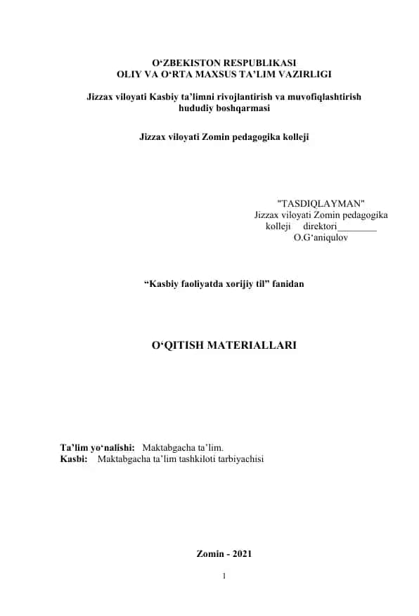 O‘QITISH MATERIALLARI