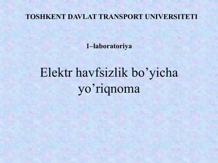 Elektr havfisizlik bo'yichayo'riqnoma
