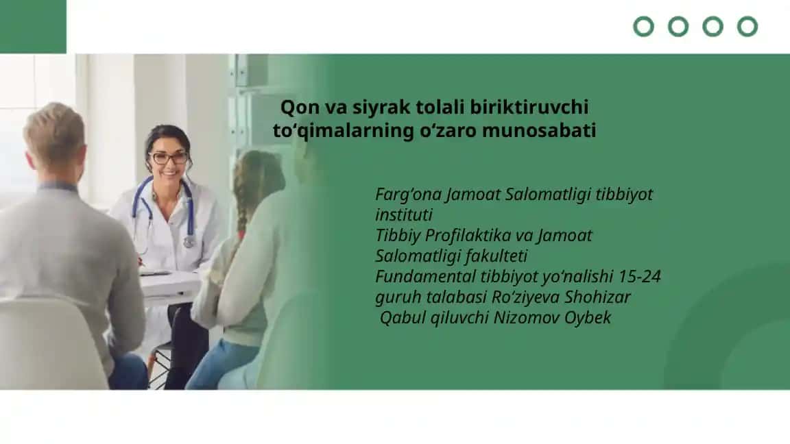 Qon va siyrak tolali biriktiruvchi toʻqimalarning oʻzaro munosabati