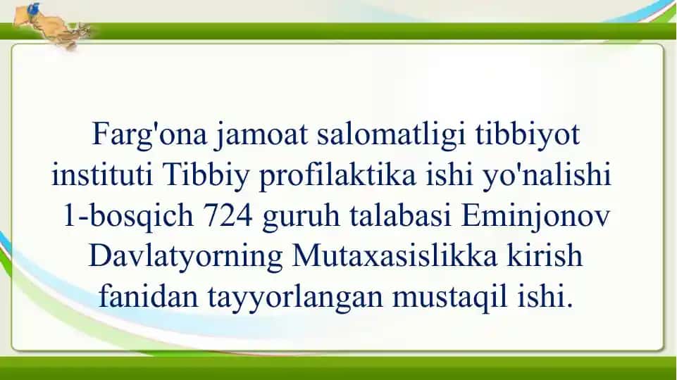 Tibbiy profilaktika ishi yo'nalishi