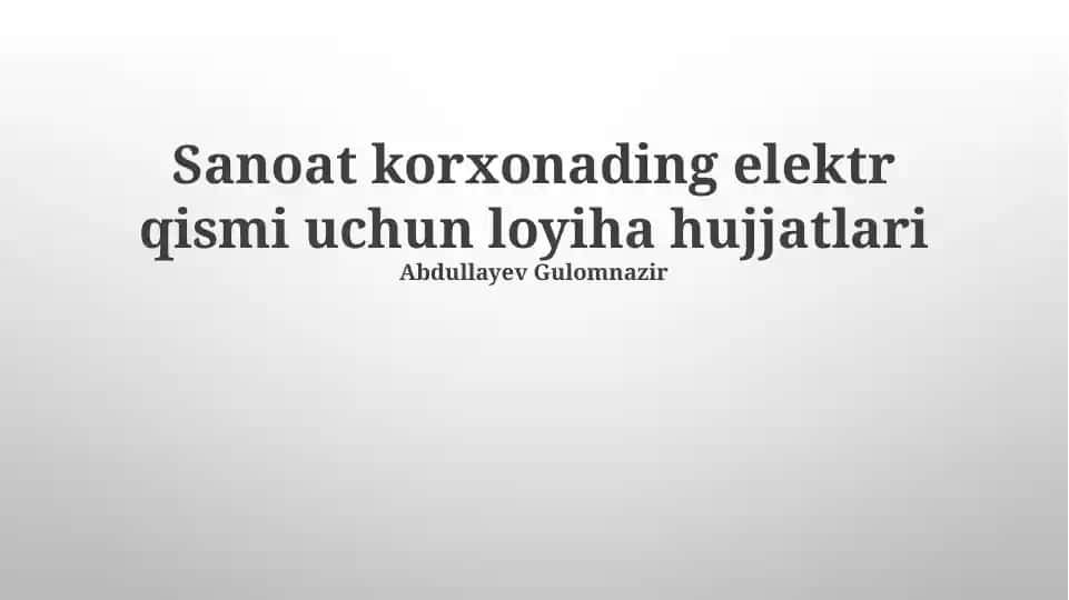 Elektr energiyasi hisobi va nazorati