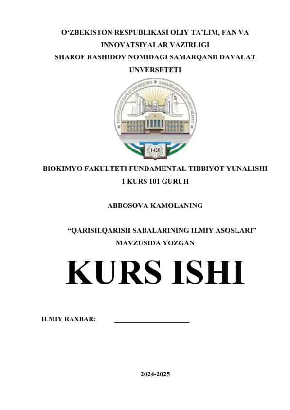 "Qarish.Qarish Sabalarining Ilmiy Asoslari" Kurs ishi