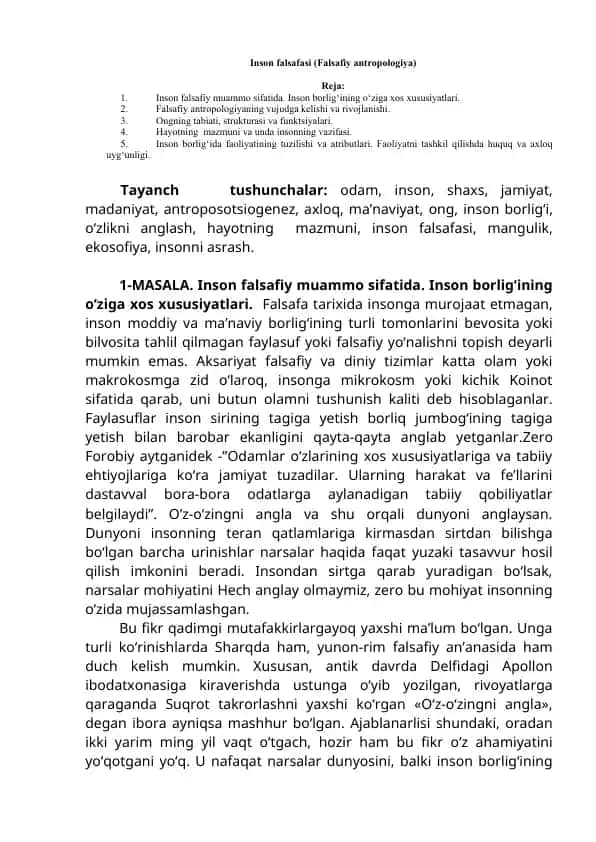 Inson falsafasi (Falsafiy antropologiya)