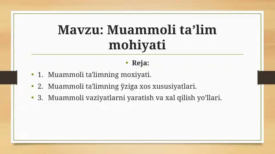 Muammoli ta'lim mohiyati