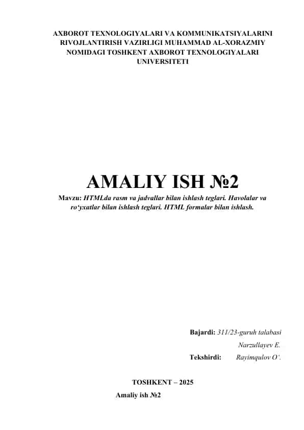 HTMLda rasm va jadvallar bilan ishlash teglari