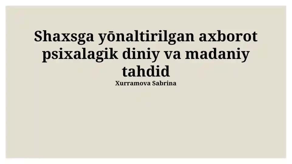 Shaxsga yo'naltirilgan tahdidlar