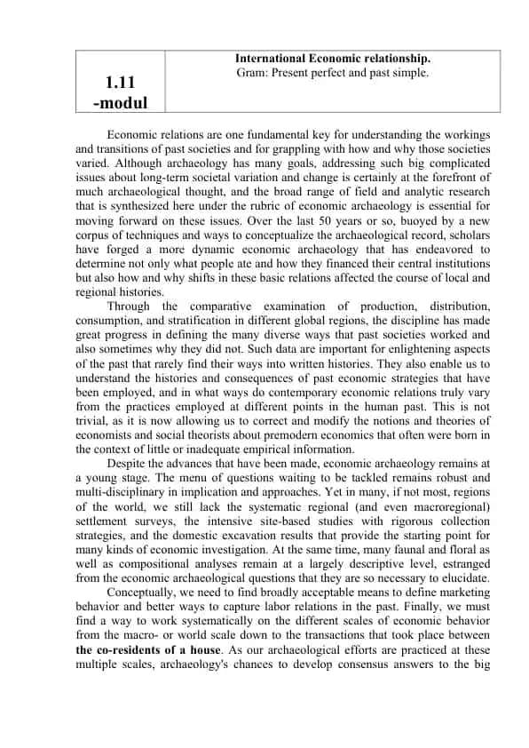 International Economic relationship