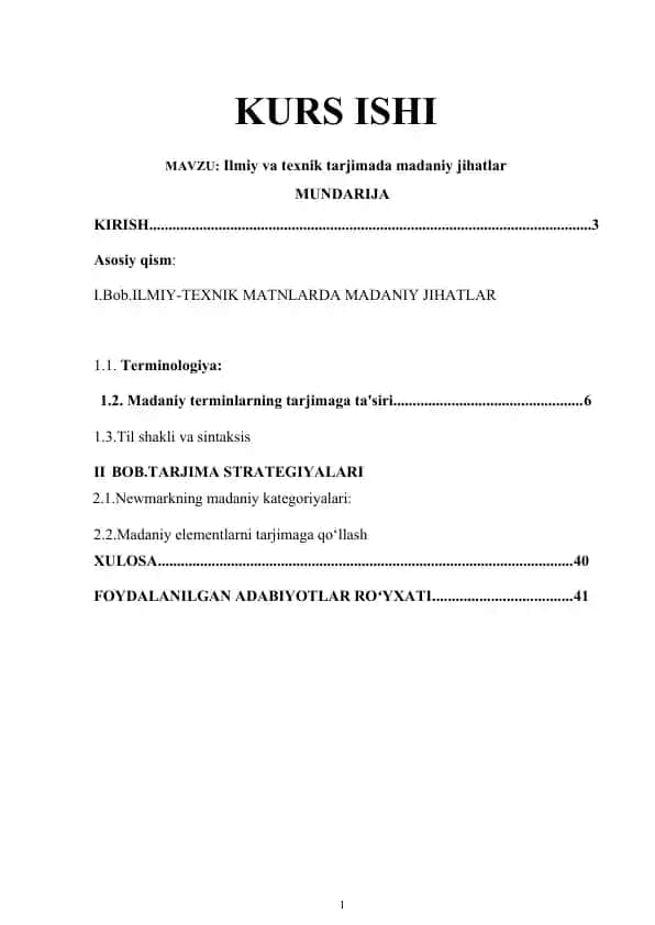 Ilmiy va texnik tarjimada madaniy jihatlar