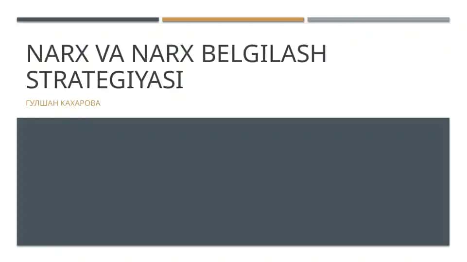 Narx va narx belgilash strategiyasi