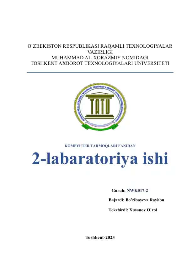 Kompyuter tarmoqlari labaratoriya ishi
