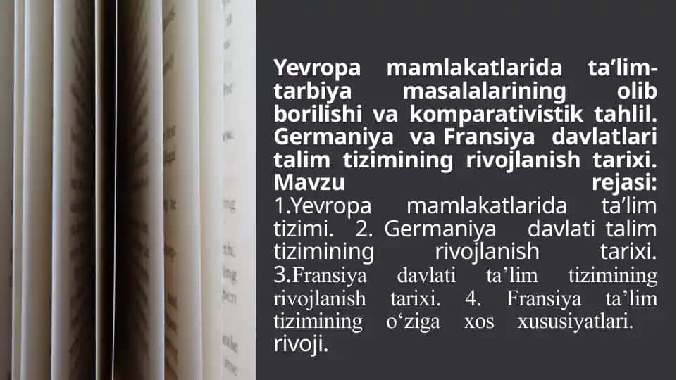 Yevropa mamlakatlarida ta'lim-tarbiya